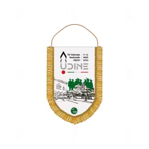 94ª Adunata Nazionale Alpini Udine 2023. Gagliardetto mini Mod. 22. Foto frontale.