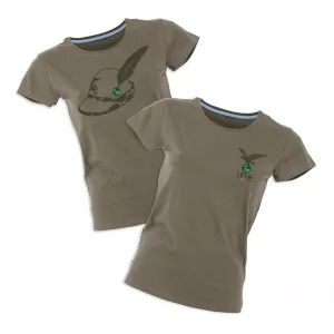 T-shirt ufficiale Associazione Nazionale Alpini (ANA) per donna. Colore verde. Foto con le due varianti.